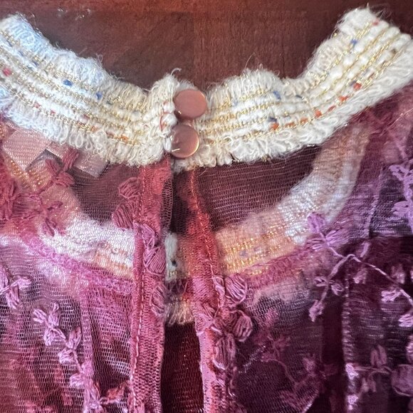vtg Solitaire by‎ Ravi Khosla Velvet Lace Boho cottagecore  Top Sz L - Picture 6 of 14
